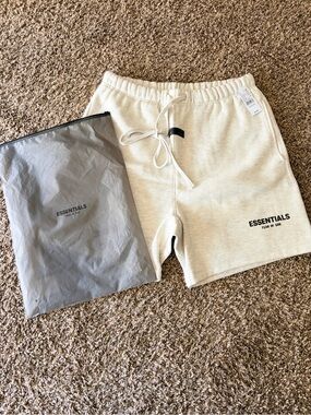 Essentials Men's Light Oatmeal Drawstring Shorts